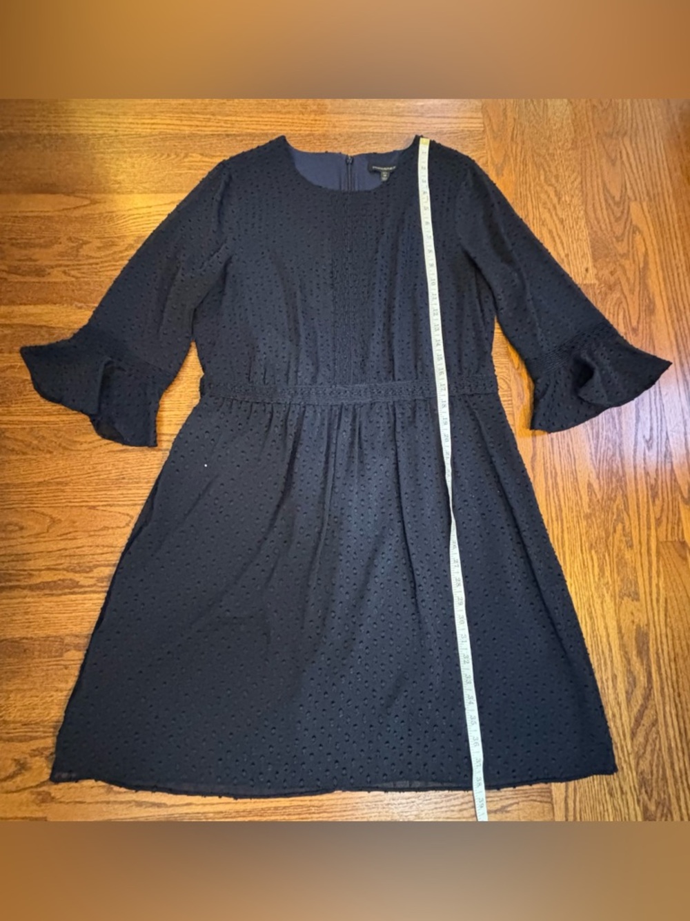 Banana Republic Navy Long-Sleeve Fit-and-Flare Dress